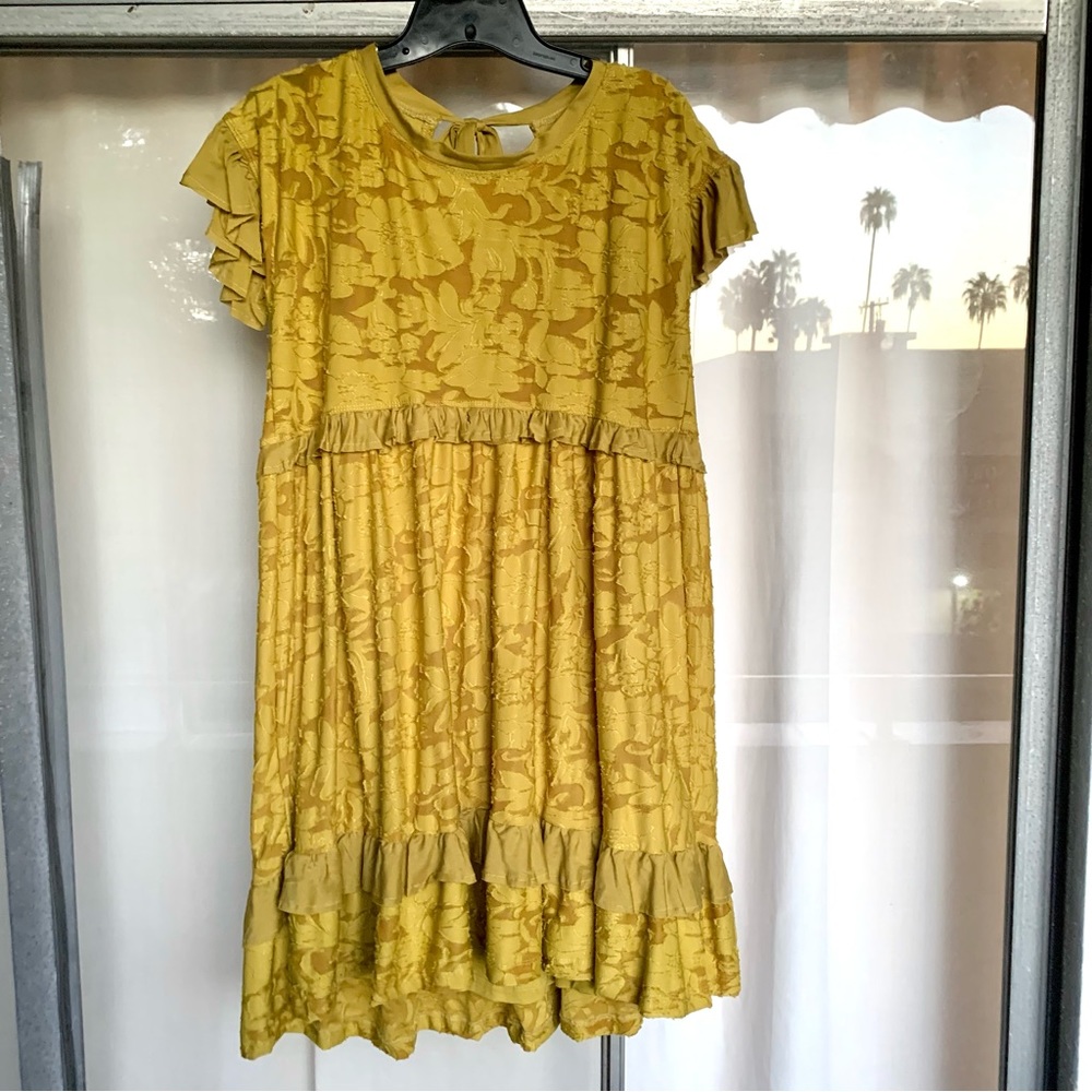 Anthropologie Ruffle Knit Mini Dress